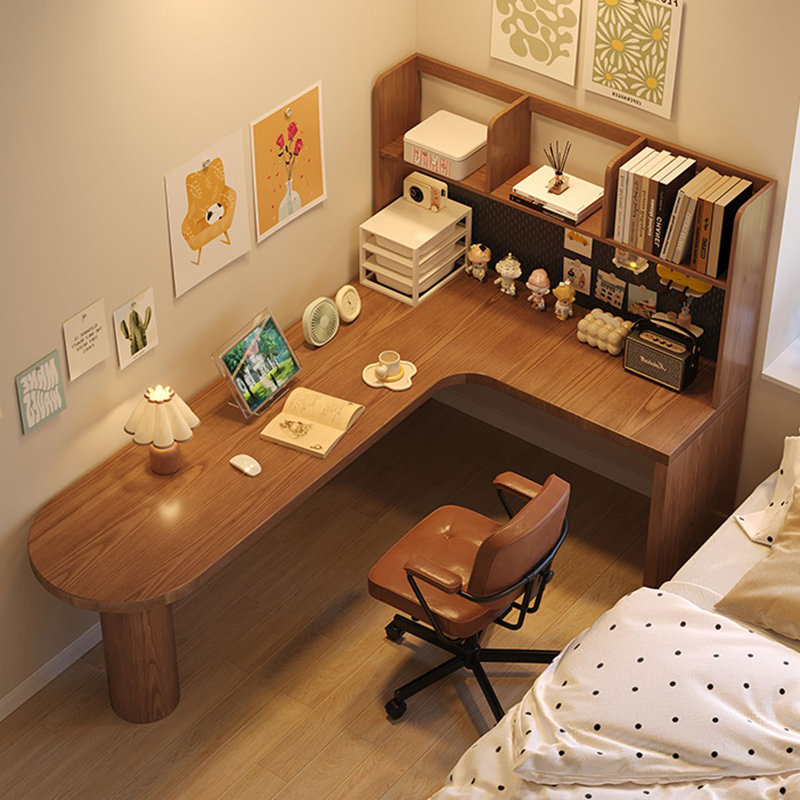 Bureau d'écriture en L en bois massif brun noisette, H 61,02 po x l 62,99 po x P 47,24 po