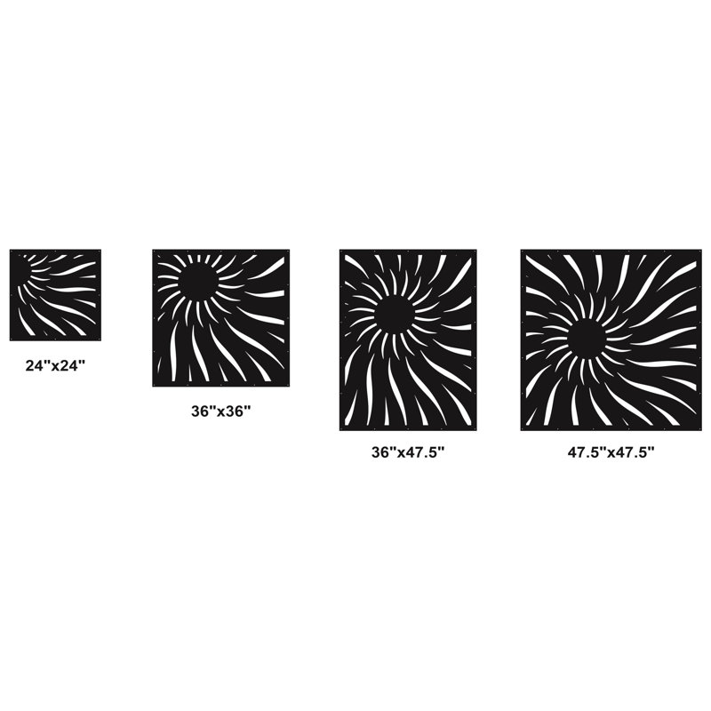Panneau d'intimité demi-soleil en aluminium découpé au laser - Art mural extérieur thermolaqué en métal, paravent de clôture de jardin décoratif