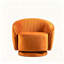 Fauteuil demi-tonneau pivotant en velours avec base robuste et coussin rembourré épais-1619580524