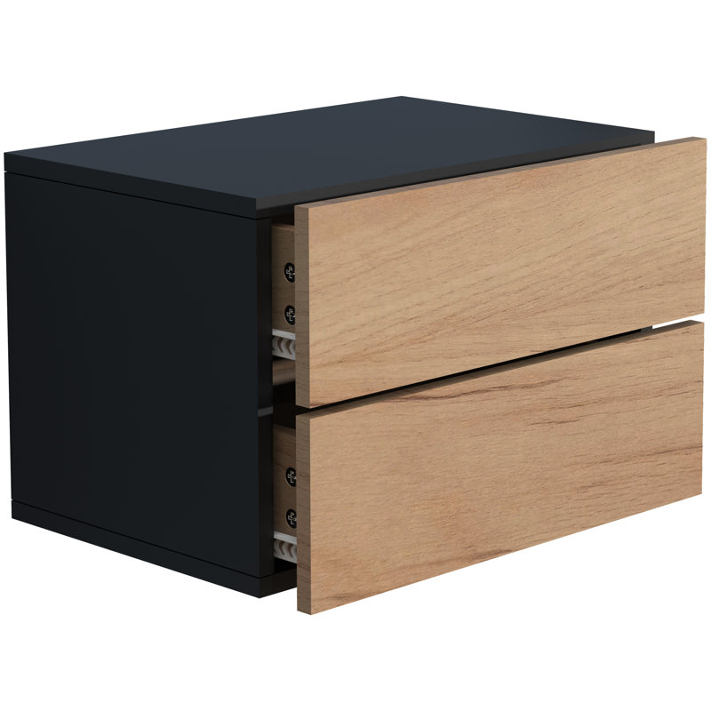 Avyion Manufactured Wood Bedside Table, 30cm H x 45cm W x 32cm D, Black