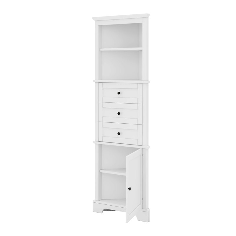 Triangle Storage Corner Cabinet Tall Cabinet With 3 Drawers And Adjustable Shelves