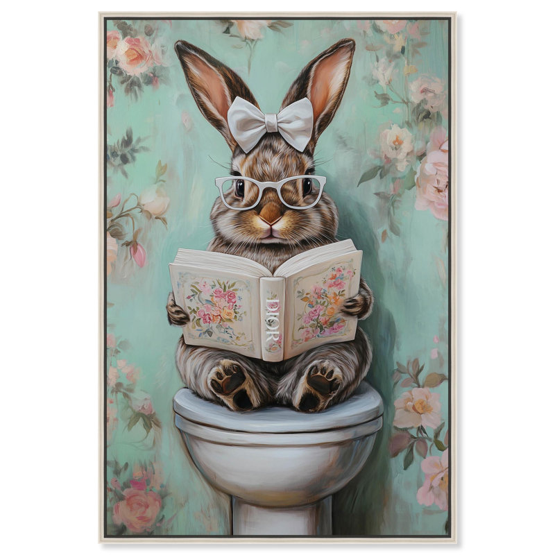 Petite toile de toilette florale mignonne par Art Remedy, H 25 po x l 17 po, Encadrement argenté
