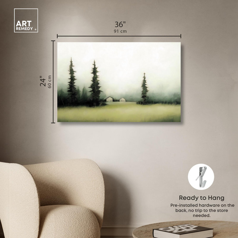 Sheltered Green Landscape Wrapped Canvas Art, 36" x 24"