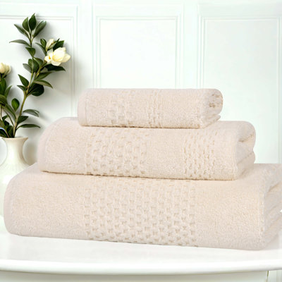 Ensemble de serviettes texturées gaufrées en coton gaufré de poids moyen Playa Zero Twist
