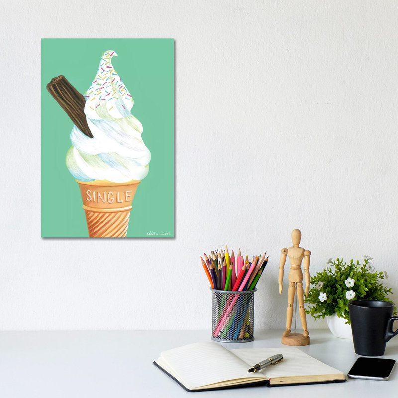 Ice Cream On Mint by Kirstin Wood - Wrapped Canvas Print, 20.32 cm H x 30.48 cm W