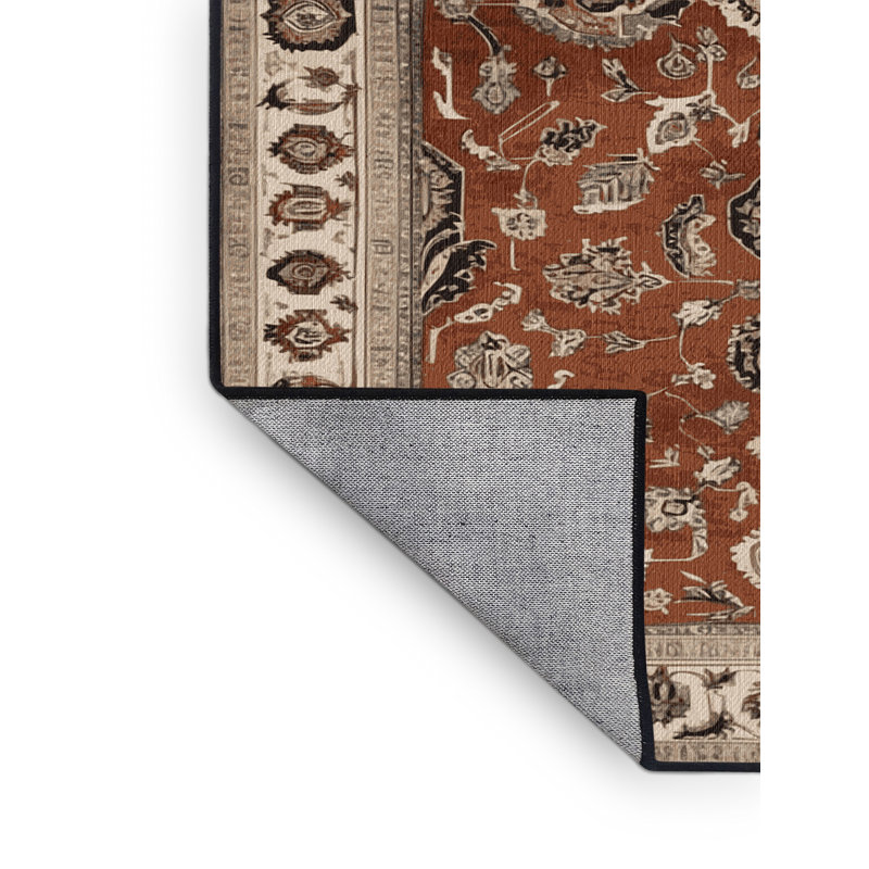 Machine Washable Persian Brown Area Rug, Square 3'