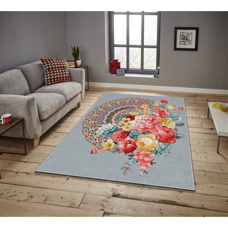 Luxurious Non-Slip Area Rug, 4.0 x 5.9 Feet, 100% Polyester, 740g/m² | Velvet Fabric with Digital Print | Easy-Clean Laminated Sponge Underside, Machine Washable | Perfect for Living Room, Bedroom & Home Decor