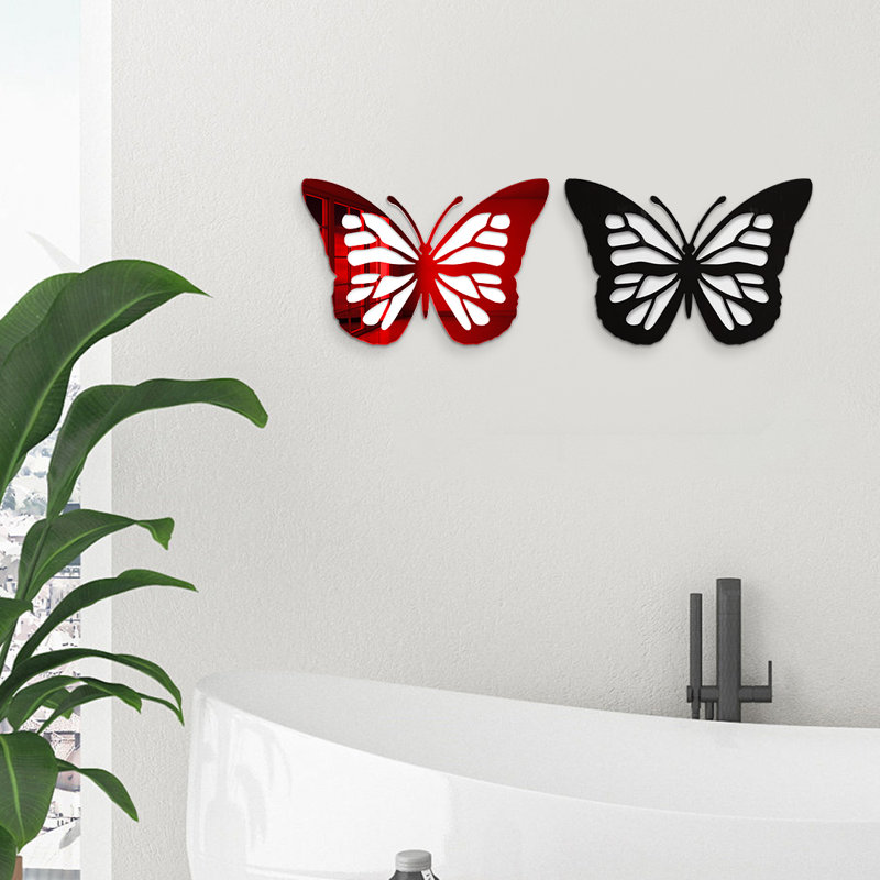 Butterfly Silhouette Acrylic Wall Decor, Black Gloss