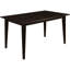 5 tables de salle à manger avec table en placage de 59 pouces et quatre chaises à pieds fuselés au fini cappuccino confortables pour un rassemblement décontracté