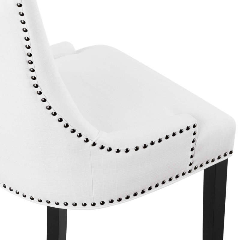 White Faux Leather Upholstered Side Chair with Wood Legs