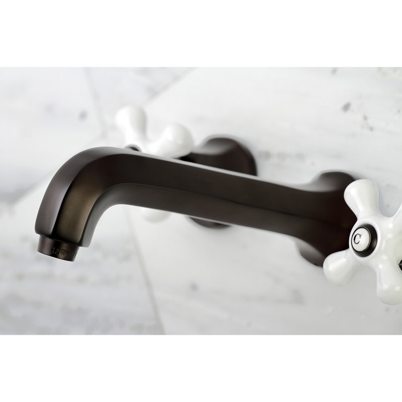 Kingston Brass Metropolitan Two-Handle 3-Hole Wall Mount Bathroom Faucet, Oil Rubbed Bronze