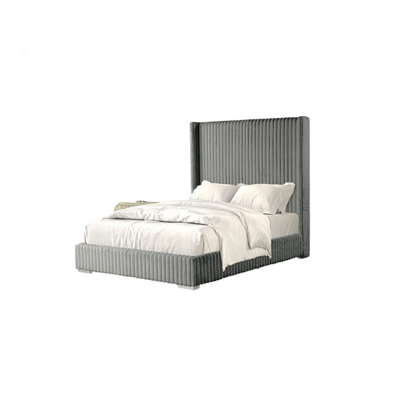 Lit chenille contemporain 1 pièce, gris, Simple