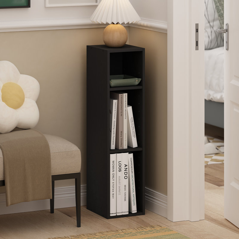 Fulda  Space Saving Storage Shelf Bookcase, Width, , Black, (3 Shelves) 31.5"H x 7.87"W x 9.3"D