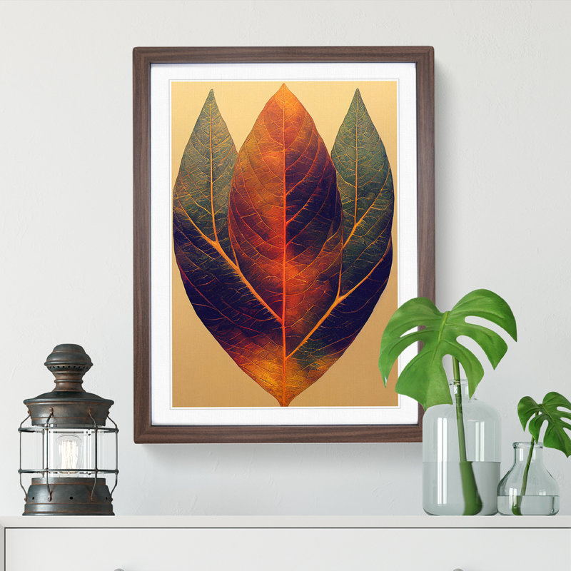 A Glorious Leaf - Wall Art, 64cm H x 46cm W x 2cm D, Walnut Framed