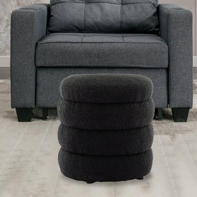 Hasset Round Footstool Ottoman, Soft  Round Ottoman, Footrest Stool