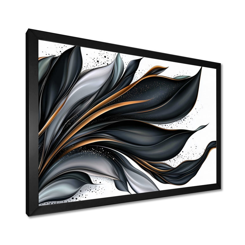 Murmures de printemps de Black Botanicals II - Abstract Botanicals Wall Art Living Room, H 12 po x l 20 po, Noir