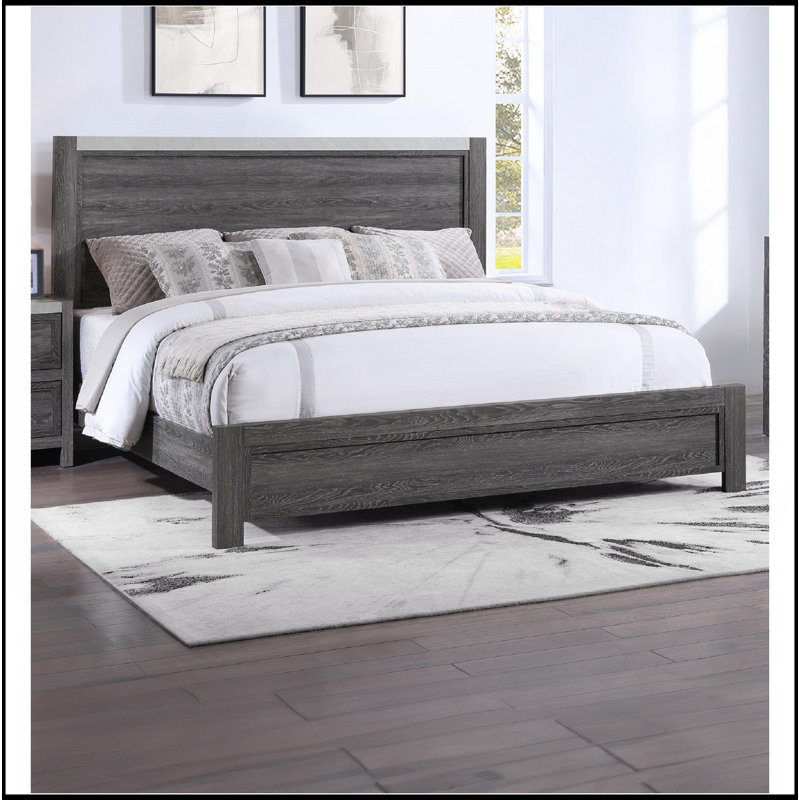 Mobilier de chambre à coucher contemporain à panneau 1pc, Grand lit