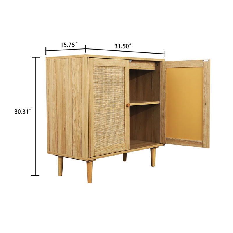 Armoire d'appoint en rotin avec portes