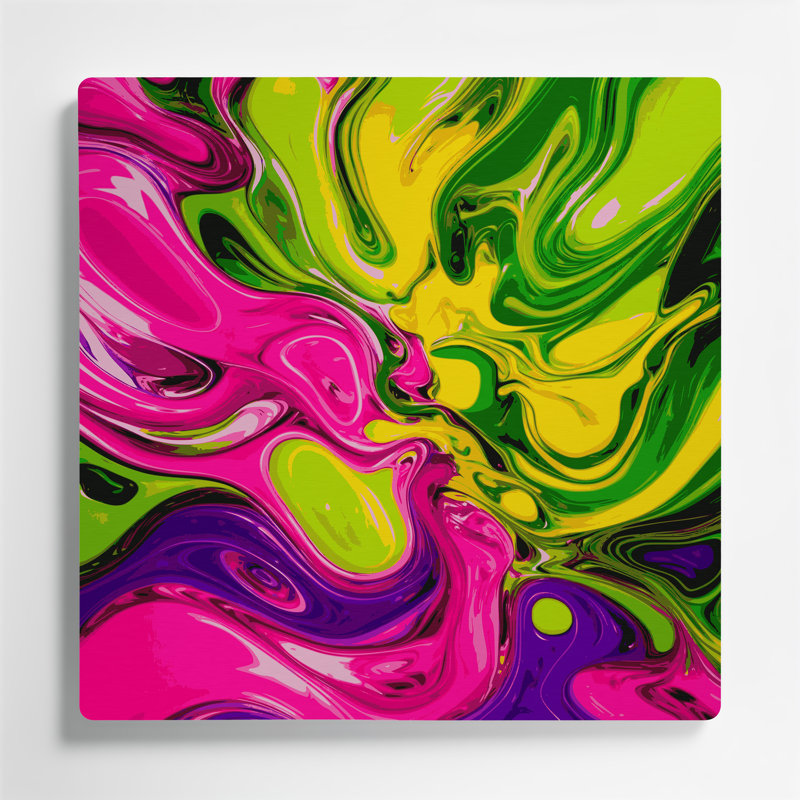 Abstrait fluide, art mural en métal vert 48, H 12 po x l 12 po
