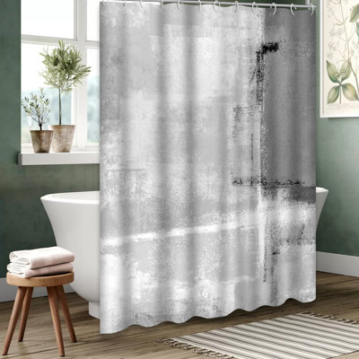 Rideau de douche gris avec 12 crochets