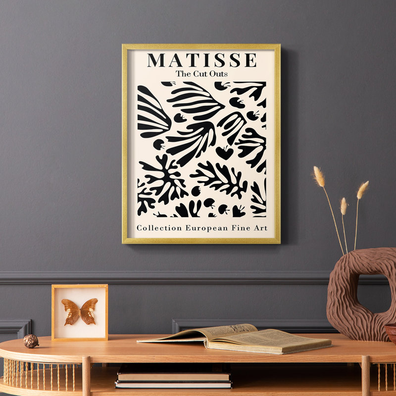 Matisse XCVI Framed Print - Solid Wood, 28" H x 22" W x 1" D, Gold Framed Paper