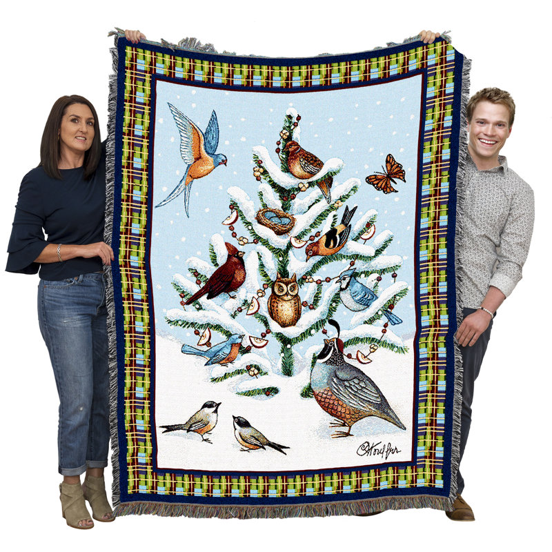 Couverture Pure Country Weavers Bird Haven par Stephanie Stouffer - cadeau de Noël tapisserie tissé à partir de coton - fabriqué aux États-Unis (72 x 54)