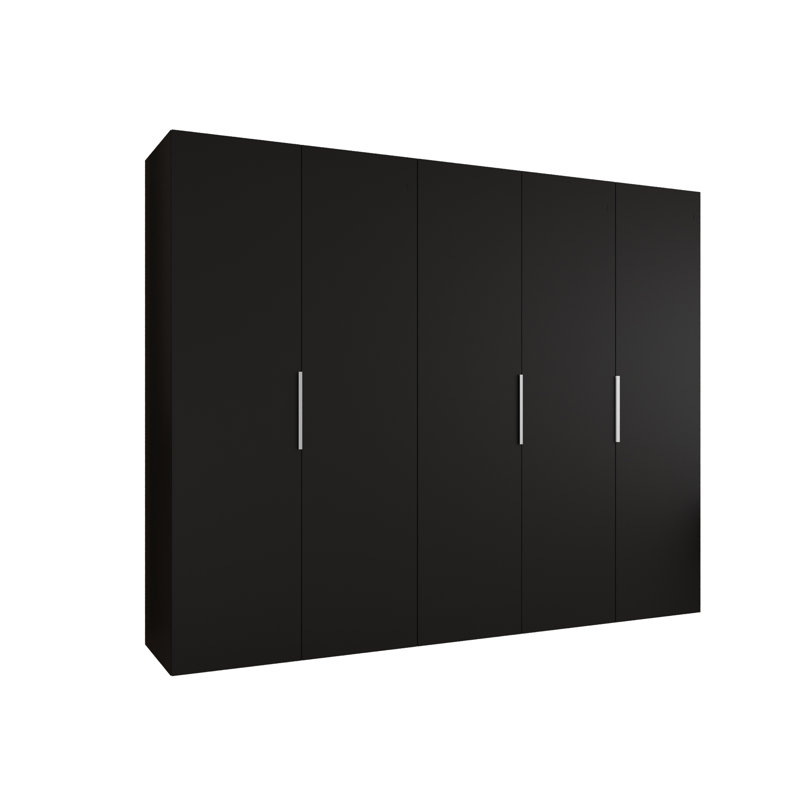 Manufactured Wood Wardrobe, black matt + handles: cashmere