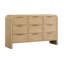 Commode Rexa, 9 tiroirs, bois brun naturel, poignées en métal