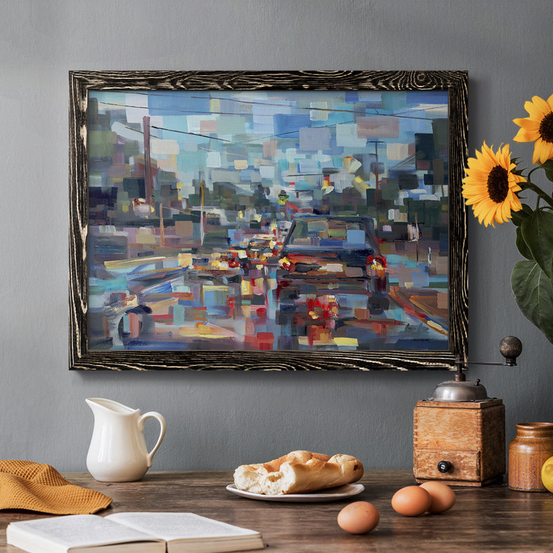 Rouge trafic encadré sur toile, H 18 po x l 26 po x P 1,5 po, Noir