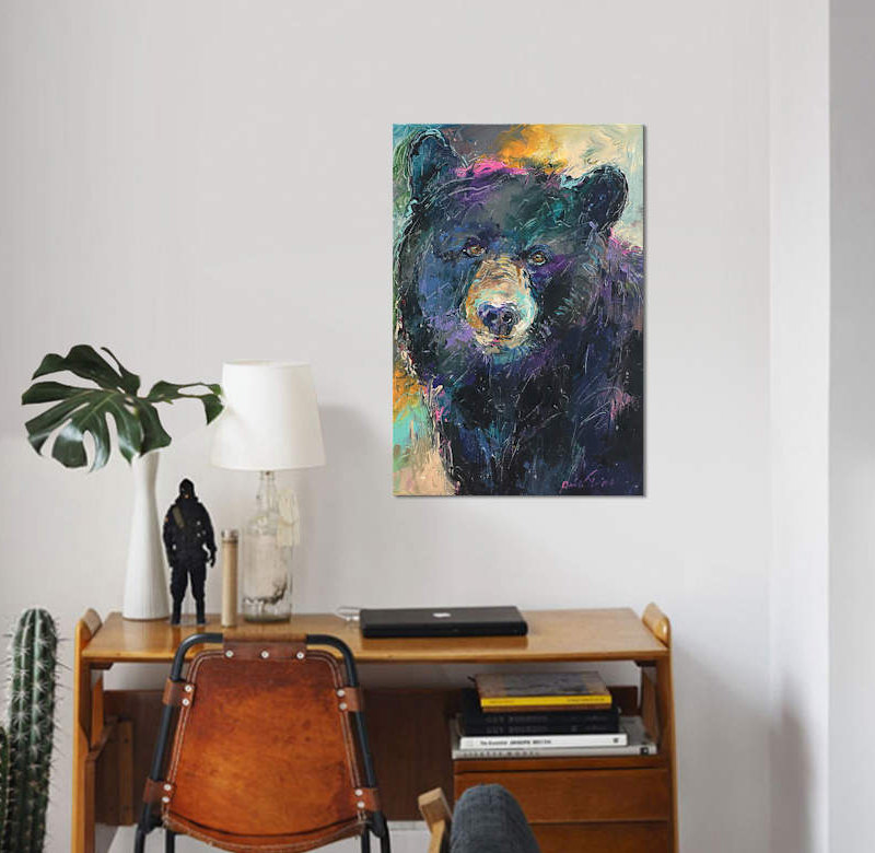 « art bear » par richard wallich, reproduction d’impression sur toile, H 24 po x l 16 po x P 1 po, Blanc