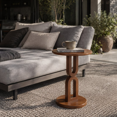 16" Modern Round Solid Wood End Table
