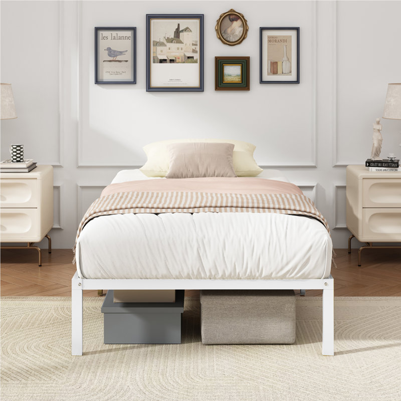 Metal Platform Bed Frame, Twin, White