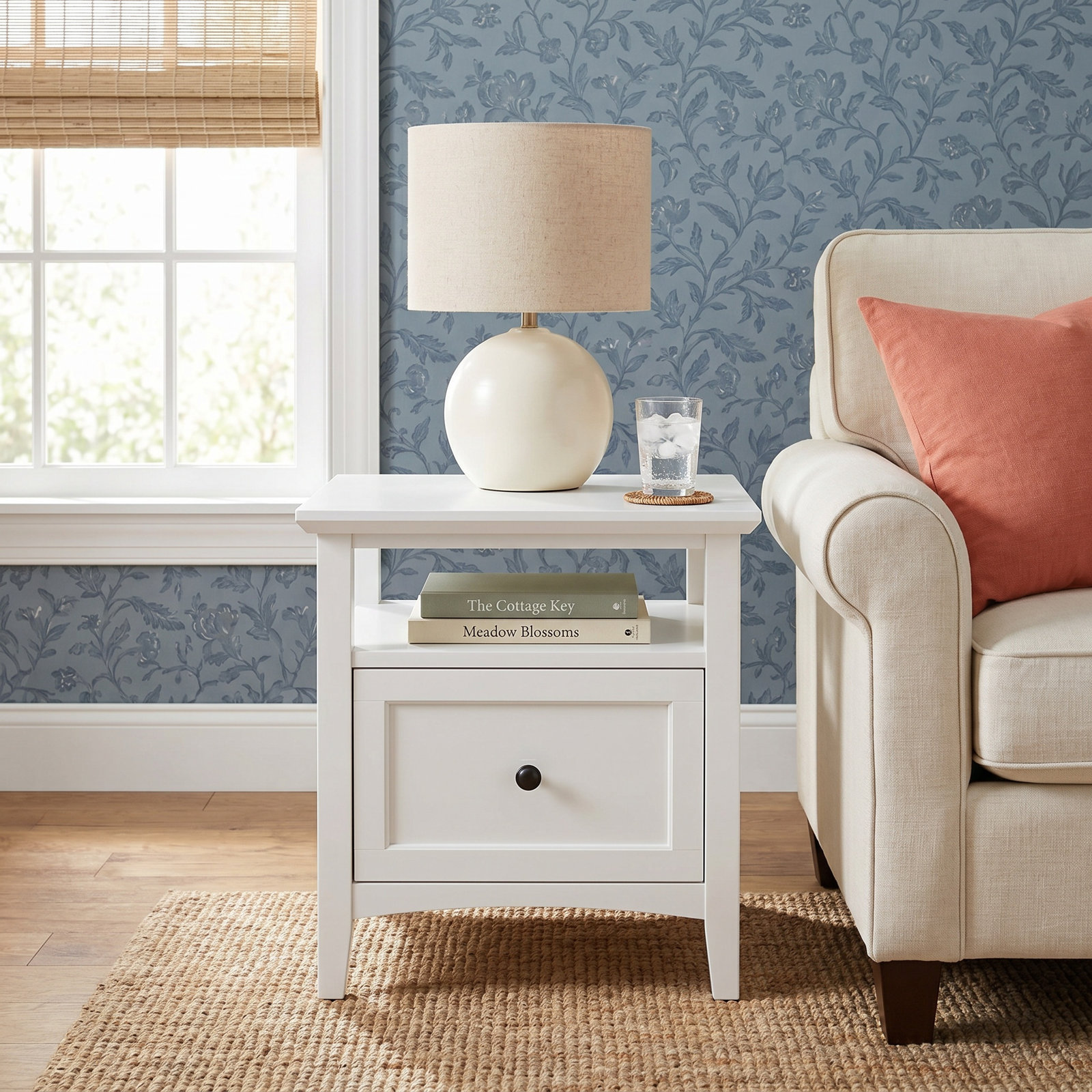 Renee 24" Mahogany End Table, White