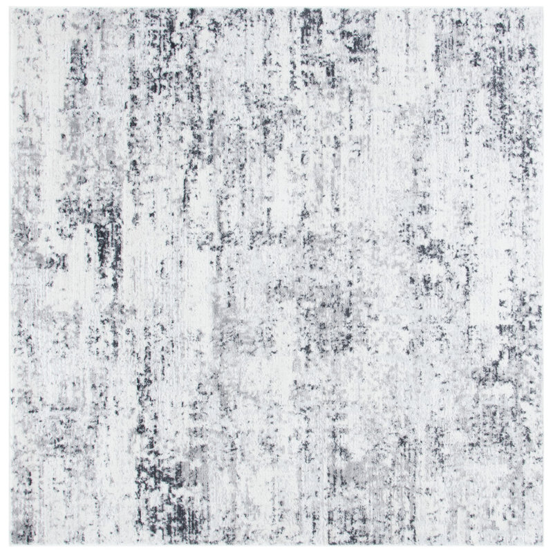 Tapis abstrait Grandview 700 Performance, Carré 11 pi, Grey/Ivory