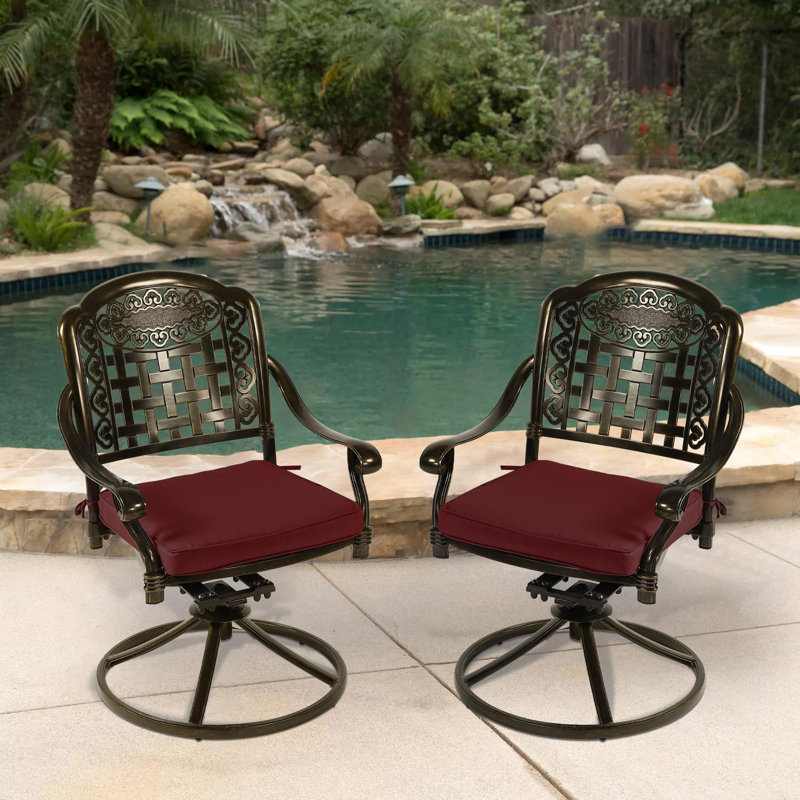 Chaise de patio pivotante avec coussin, Rouge piment