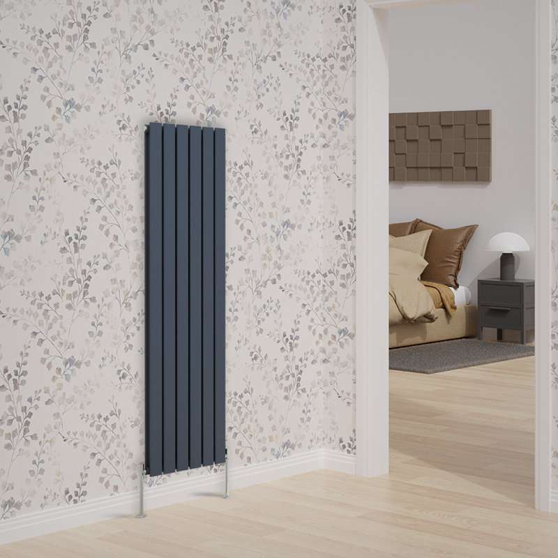 Vertical Double Flat Panel Radiators, 1600cm H x 408cm W x 52cm D, Anthracite