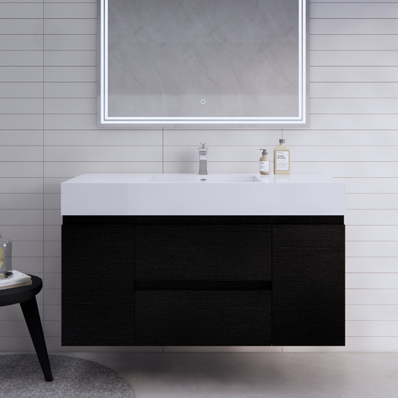 Babajide Bathroom Vanity with Acrylic Top, Rich Black Oak