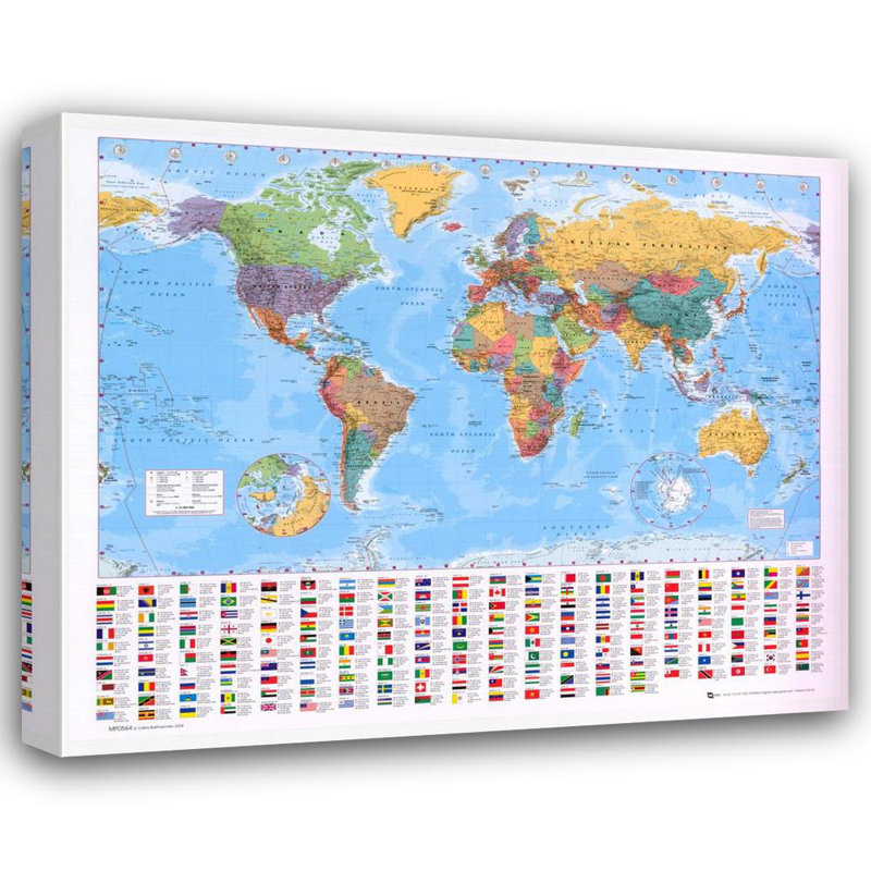 Carte du monde, H 20 po x l 24 po