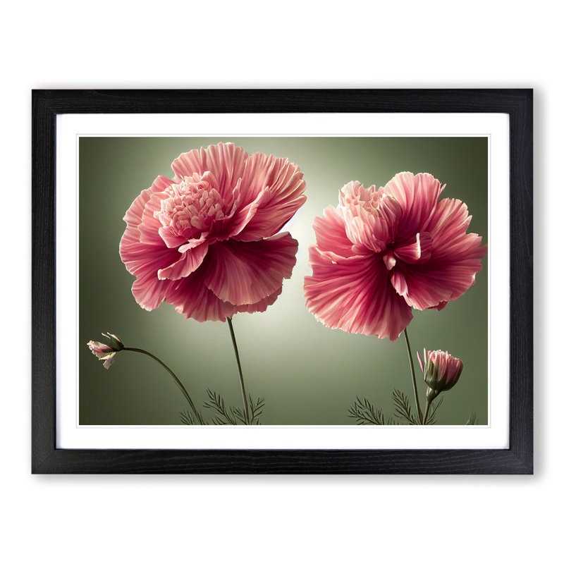 Exceptional Carnation Flowers 1 Piece Single Picture Frame Wall Art, 34cm H x 46cm W x 2cm D, Black