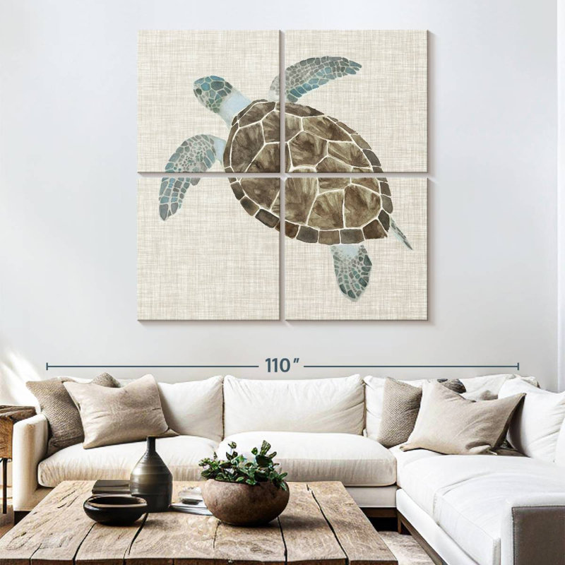 Tortue de mer en lin Brampt I, H 74 po x l 74 po