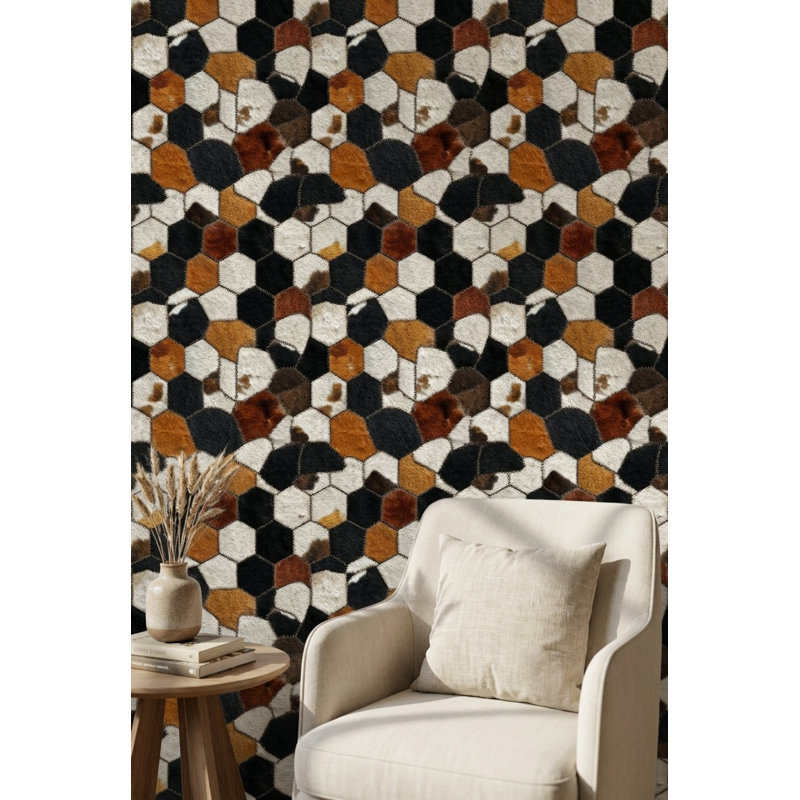 Papier peint hexagonal texture de fourrure éclectique