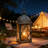 Rustic Tabletop Lantern,Candle Holders,Hurricane Lanterns With Clear Glass Panels, Farmhouse Hanging Lantern 