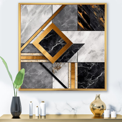 Marate granit agate avec touches dorées, reproduction d'art sur toile encadrée