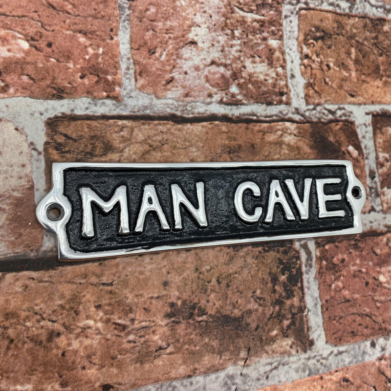 Man Cave Humorous Metal Wall Sign | Hand Finished Decorative Wall Plaque for Home Bar, Office, or Games Room