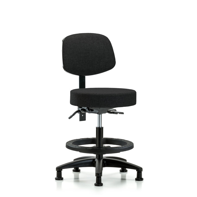 Tabouret de laboratoire à hauteur ajustable Sarah, Noir, Roulettes