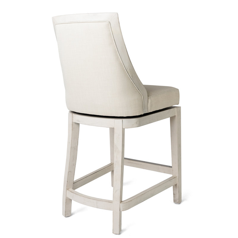 Vienna 26 Inch White Oak Swivel Counter Stool with Natural Upholstery