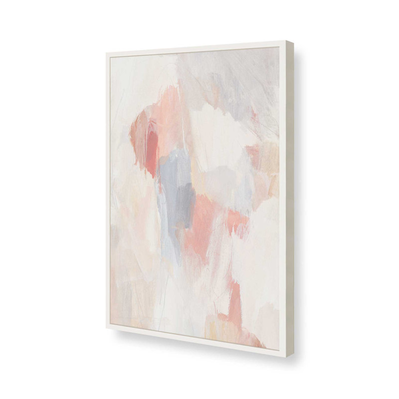 Doux rosé et crème, abstrait II, Cadre ouvert à coins ouverts, blanc opaque, H 17 po x l 13 po