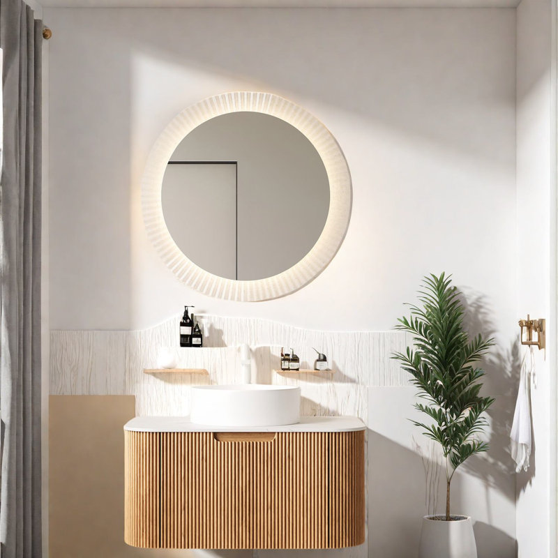 Meuble-lavabo moderne avec lavabo, bois durable et pierre, conception peu encombrante
