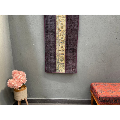 Vintage Patchwork Rug, 22.8x50 Inch Purple Rug