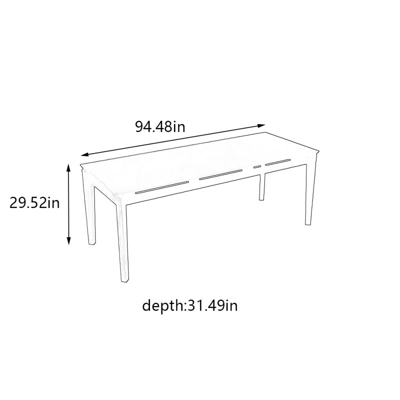 Nordic simple rectangular dining table, 29.52"H x 94.48"L x 31.49"W